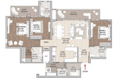 3 BHK floor plan at Rishabraj Kora Kendra Borivali West