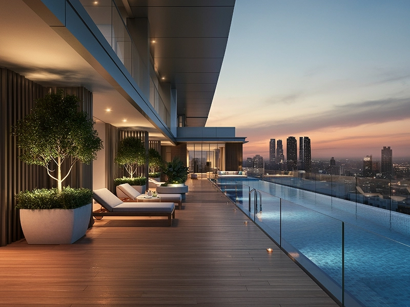 Sun deck and lounge zone at Rishabraj Kora Kendra